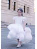 White Pearl Ruffles Tulle Luxury Flower Girl Dress White Pearl Ruffles Tulle Luxury Flower Girl Dress
